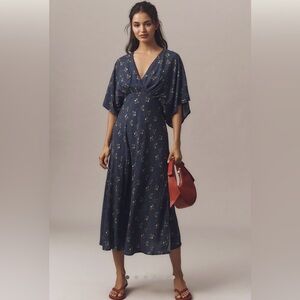 Bl-nk Elettra short sleeve navy midi-dress from Anthropologie (NWT)